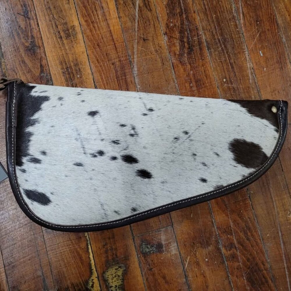 NEW Cowhide Pistol Holder Carry Bag Holster Padded Storage Brown / White 15" x 7